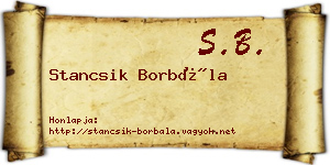 Stancsik Borbála névjegykártya